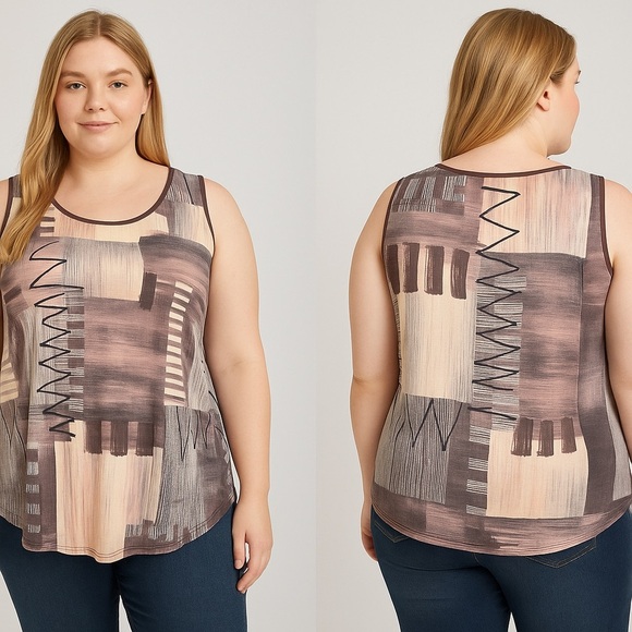 Source Unknown Tops - Women’s Abstract Print Sleeveless Blouse XL